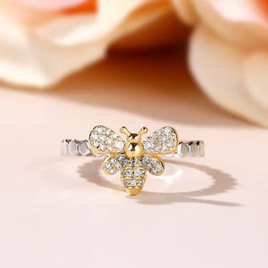 Golden Bee Thin Rings for Woman Party Finger Female Delicate Wedding Jewelry