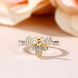 Golden Bee Thin Rings for Woman Party Finger Female Delicate Wedding Jewelry