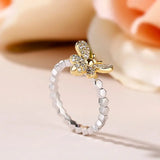 Golden Bee Thin Rings for Woman Party Finger Female Delicate Wedding Jewelry