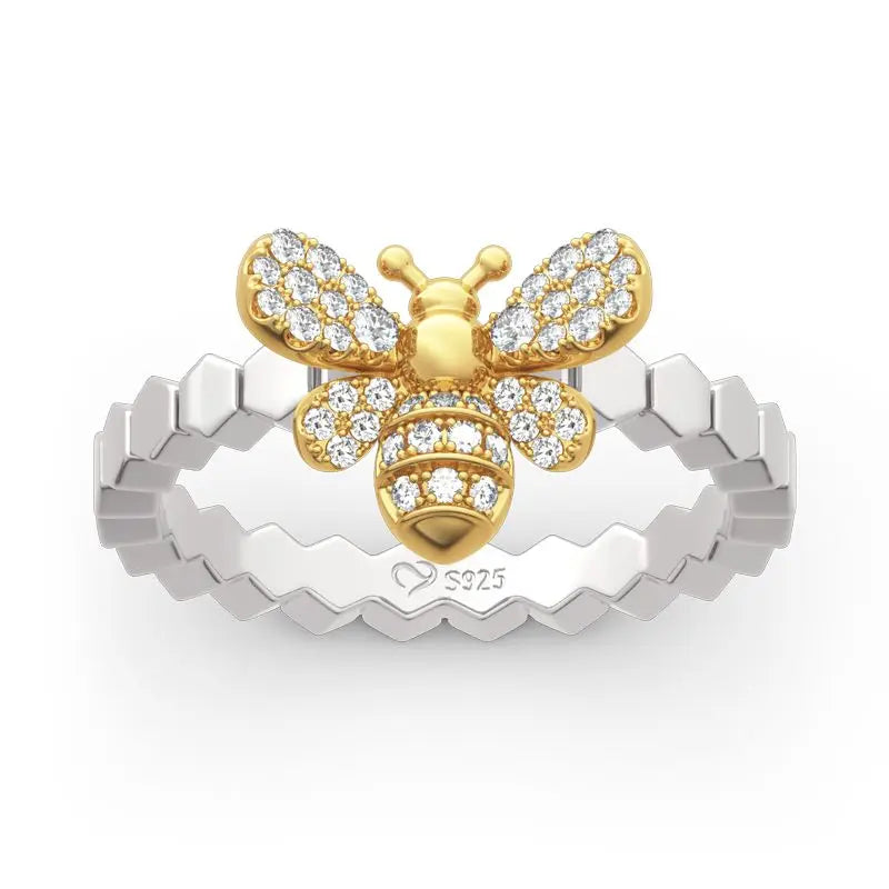 Golden Bee Thin Rings for Woman Party Finger Female Delicate Wedding Jewelry