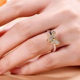 Golden Bee Thin Rings for Woman Party Finger Female Delicate Wedding Jewelry