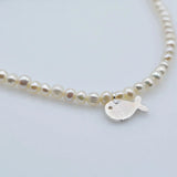 Freshwater Pearl Whale Necklace 925 Sterling Silver Pendant Girls Jewelry