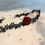 Lolita Girl Sweet Lace Star Red Flower Short Neck Clavicle Chains