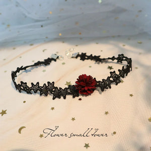 Lolita Girl Sweet Lace Star Red Flower Short Neck Clavicle Chains