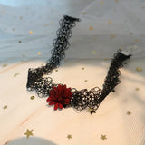 Lolita Girl Sweet Lace Star Red Flower Short Neck Clavicle Chains