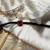 Lolita Girl Sweet Red Flower Velvet Choker Necklace