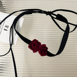 Lolita Red Flower Velvet Choker Party Necklace