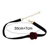 Lolita Girl Sweet Red Flower Velvet Choker Necklace