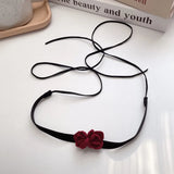 Lolita Red Flower Velvet Choker Party Necklace