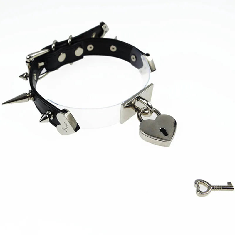 Lolita Spikes Leather Patchwork Collar Choker Necklace