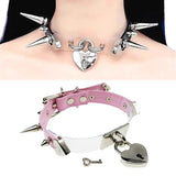 Lolita Spikes Leather Patchwork Collar Choker Necklace