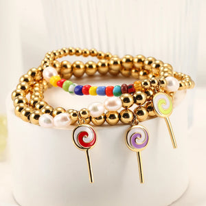 Lollipop Bracelet for Women with Freshwater Pearls