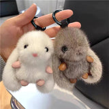 Long Ear Bunny Keychain Mink Fur Rabbit Doll Pendant Toys
