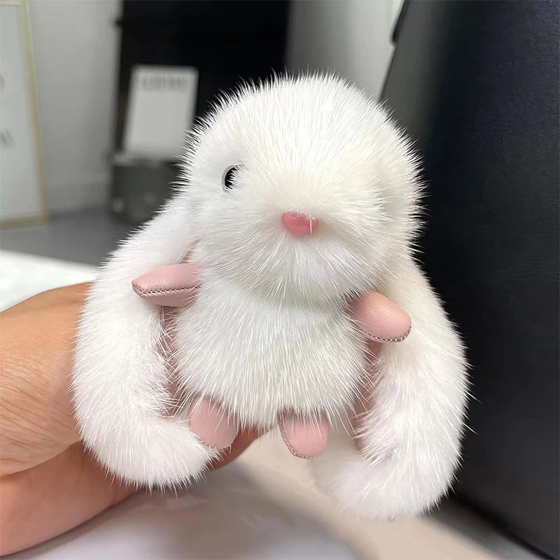 Long Ear Bunny Keychain Mink Fur Rabbit Doll Pendant Toys