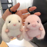 Long Ear Bunny Keychain Mink Fur Rabbit Doll Pendant Toys
