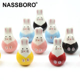 Red Rabbit Shape 3mm Big Hole Hand Painted Ceramic Beads