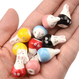 Red Rabbit Shape 3mm Big Hole Hand Painted Ceramic Beads