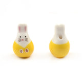 Red Rabbit Shape 3mm Big Hole Hand Painted Ceramic Beads