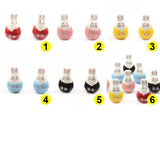 Red Rabbit Shape 3mm Big Hole Hand Painted Ceramic Beads