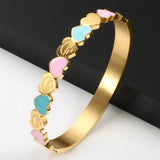 Love Heart Stainless Steel Cuff Bangles for Women