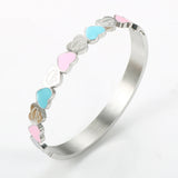 Love Heart Stainless Steel Cuff Bangles for Women