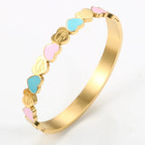 Love Heart Stainless Steel Cuff Bangles for Women
