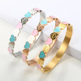 Love Heart Stainless Steel Cuff Bangles for Women