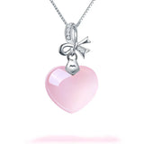 Pink Crystal Zircon Heart Pendant Necklace for Women