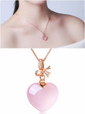 Pink Crystal Zircon Heart Pendant Necklace for Women