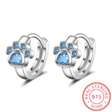 Cat Paw Hoop Earrings 925 Sterling Silver CZ For Girls Birthday