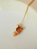 Lovely Squirrel Picking Fruit Pendant Necklace For Women