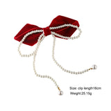 Velvet Faux Pearl Bowknot Hair Clip Hairpins Women Girls Headwear MS101