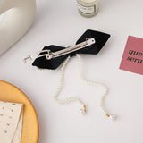Velvet Faux Pearl Bowknot Hair Clip Hairpins Women Girls Headwear MS101