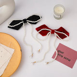 Velvet Faux Pearl Bowknot Hair Clip Hairpins Women Girls Headwear MS101