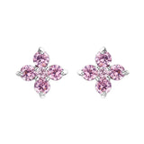 925 Silver Flower CZ Stud Earrings For Women Girls Kids