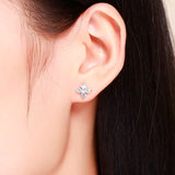 925 Silver Flower CZ Stud Earrings For Women Girls Kids
