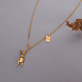 Mechanical Rabbit Pendant Necklace Women's Stainless Steel Necklace