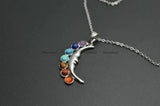 Metal Moon 7 Stone Cabochons Chakra Pendant Necklace