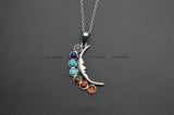 Metal Moon 7 Stone Cabochons Chakra Pendant Necklace