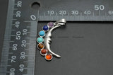 Metal Moon 7 Stone Cabochons Chakra Pendant Necklace