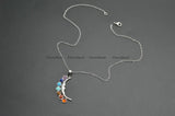 Metal Moon 7 Stone Cabochons Chakra Pendant Necklace