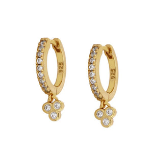 925 Silver Crystal CZ Hoop Earring Black/White Pendant Circle Ear Buckle