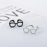 Mini Glasses Ring for Women Eyeglass Frame Adjustable Opening Metal Jewelry