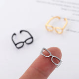 Mini Glasses Ring for Women Eyeglass Frame Adjustable Opening Metal Jewelry