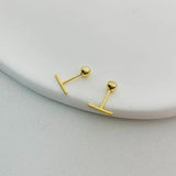 925 Sterling Silver Mini Cubic Column Bar Stud Earrings