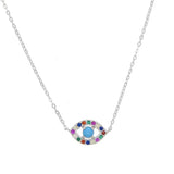 925 Sterling Silver Evil Eye Cross Link Chain Necklace