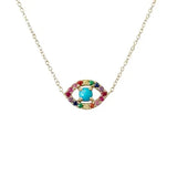 925 Sterling Silver Evil Eye Cross Link Chain Necklace