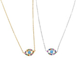 925 Sterling Silver Evil Eye Cross Link Chain Necklace