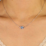 925 Sterling Silver Evil Eye Cross Link Chain Necklace