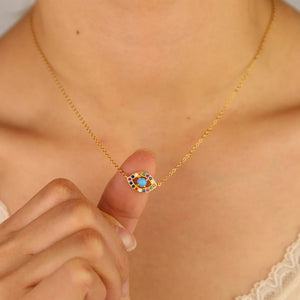 925 Sterling Silver Evil Eye Cross Link Chain Necklace